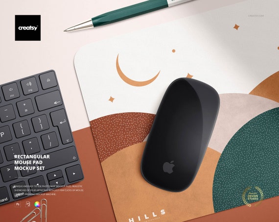 Rectangular Mouse Pad Mockup Set On Wooden Background Etsy
