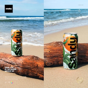 330ml Can by the Seaside Mockup Set