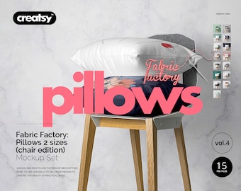 枕モックアップセット：正方形と長方形の枕 PSD（椅子版）