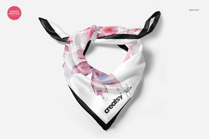 Download Silk Scarf Mockup Set Mockup Scarf Template Rolled Hem ...