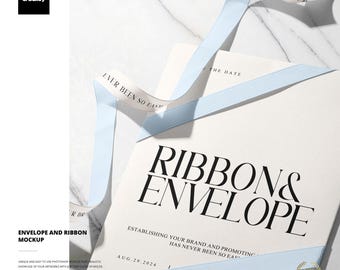 Envelope and Ribbon Mockup