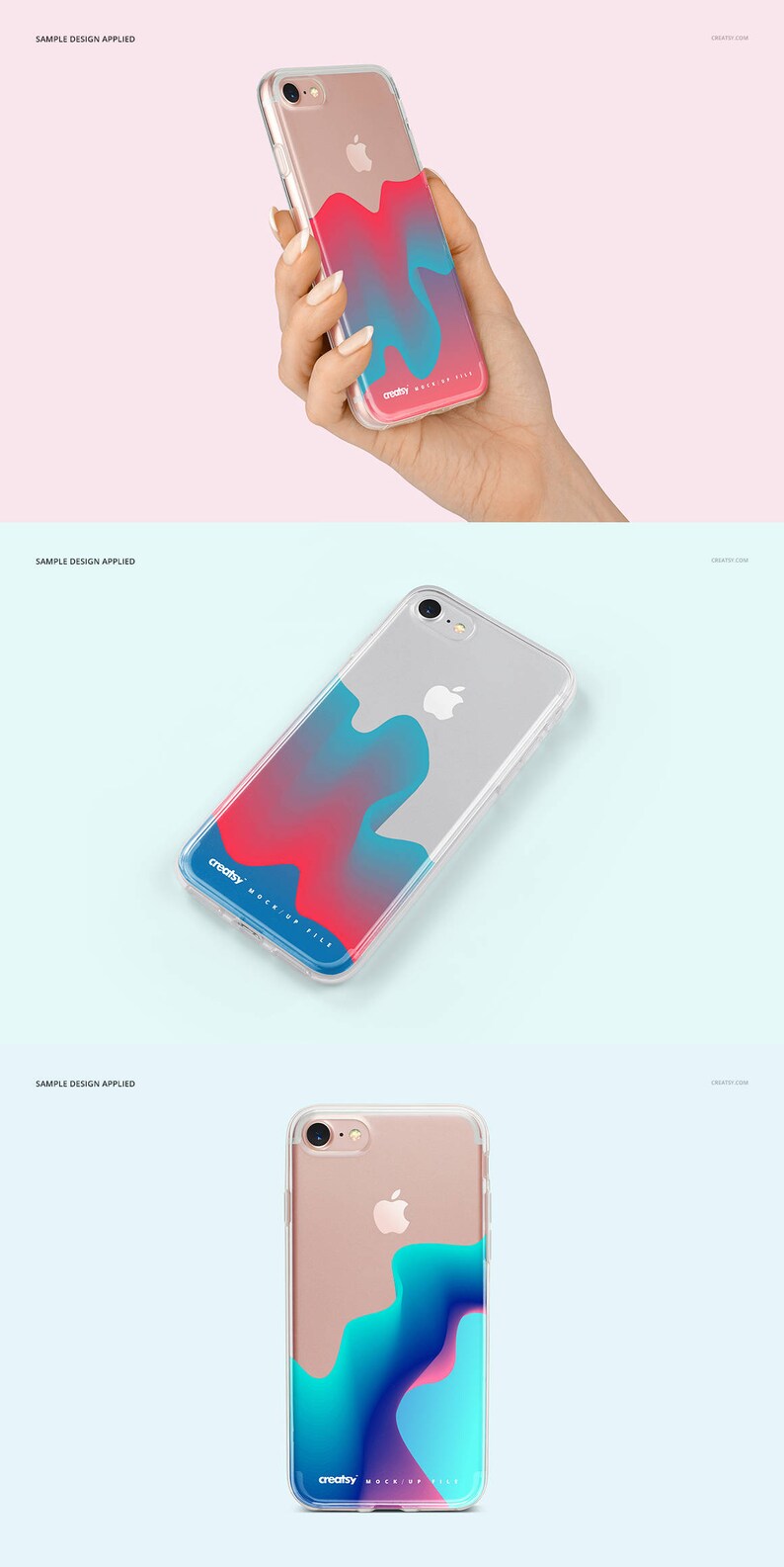 iPhone 7 Clear Case Mockup Set, Clear iPhone Case in hand, Transparent Mockup Bundle, Many Views, iPhone 7 Silicone Case Mockup, Template image 5