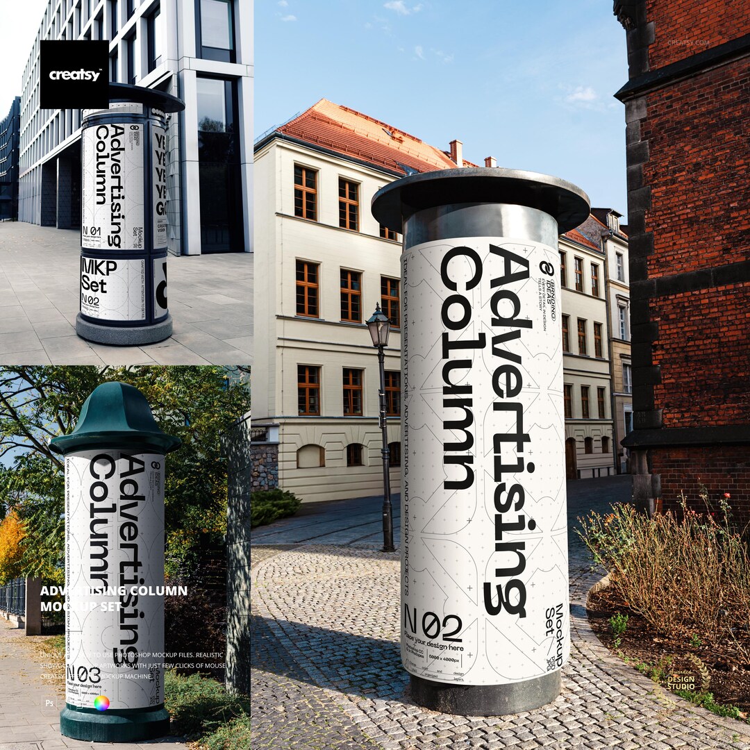 Advertising Column Mockup Set - Etsy