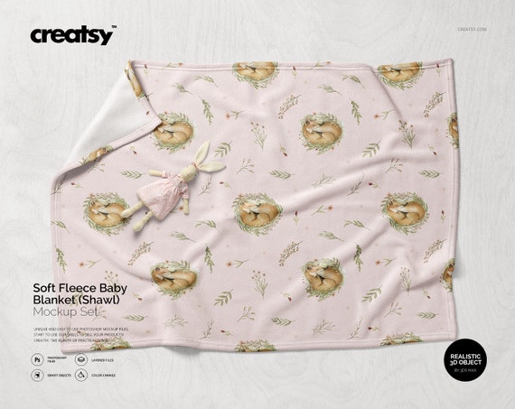 Soft Fleece Baby Blanket Shawl Mockup Set Custom Blanket Etsy