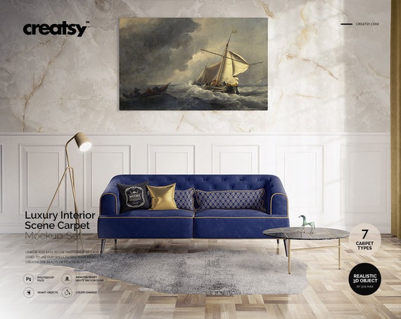 Download Luxury Interior Scene Carpet Mockup Set Rug Template Pillow Etsy