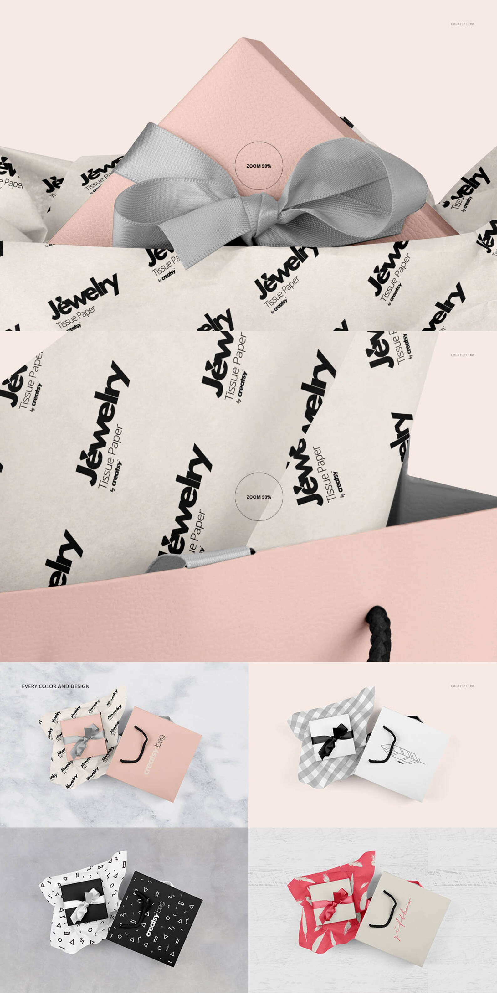 Jewelry Wrapping Tissue Paper Mockup Set Giftwrap Gift Bag Etsy