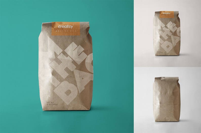 Download Paper Bag Mockup Set Coffee Bag Template Kraft Bag Flour ...