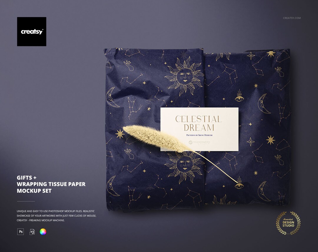 Gifts Wrapping Tissue Paper Mockup Set, Custom Wrap Paper, Gift Wrap, Etsy