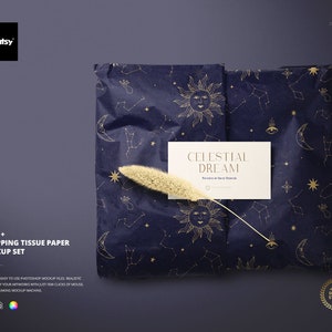 Set di mockup di carta velina per confezioni regalo, carta da regalo personalizzata, confezione regalo,