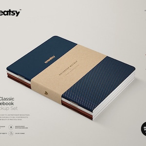 Conjunto de maquetas de cuadernos clásicos A5, plantilla de cuaderno, cuaderno personalizado, cuaderno personalizado, planificador, diario