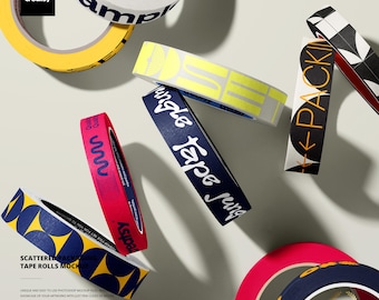 Verstreutes Packband Rollen Mockup