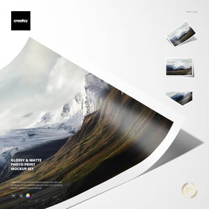 Glanzend en matte mockupset met fotoprint