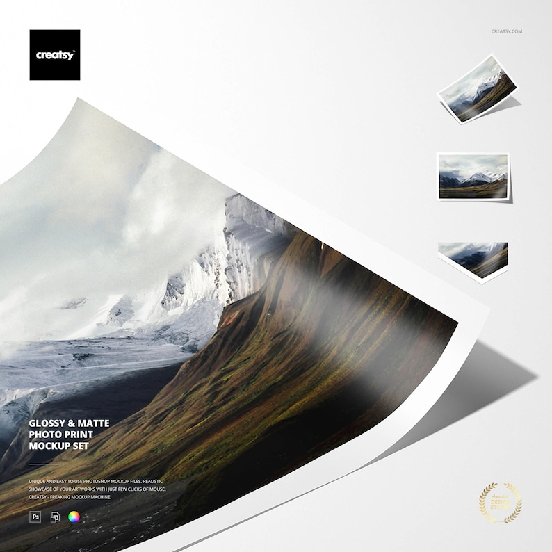 Glossy & Matte Photo Print Mockup Set image 1