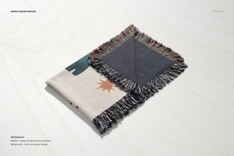 Jacquard Fringed Woven Throw Blanket Mockup Set v.5 image 5
