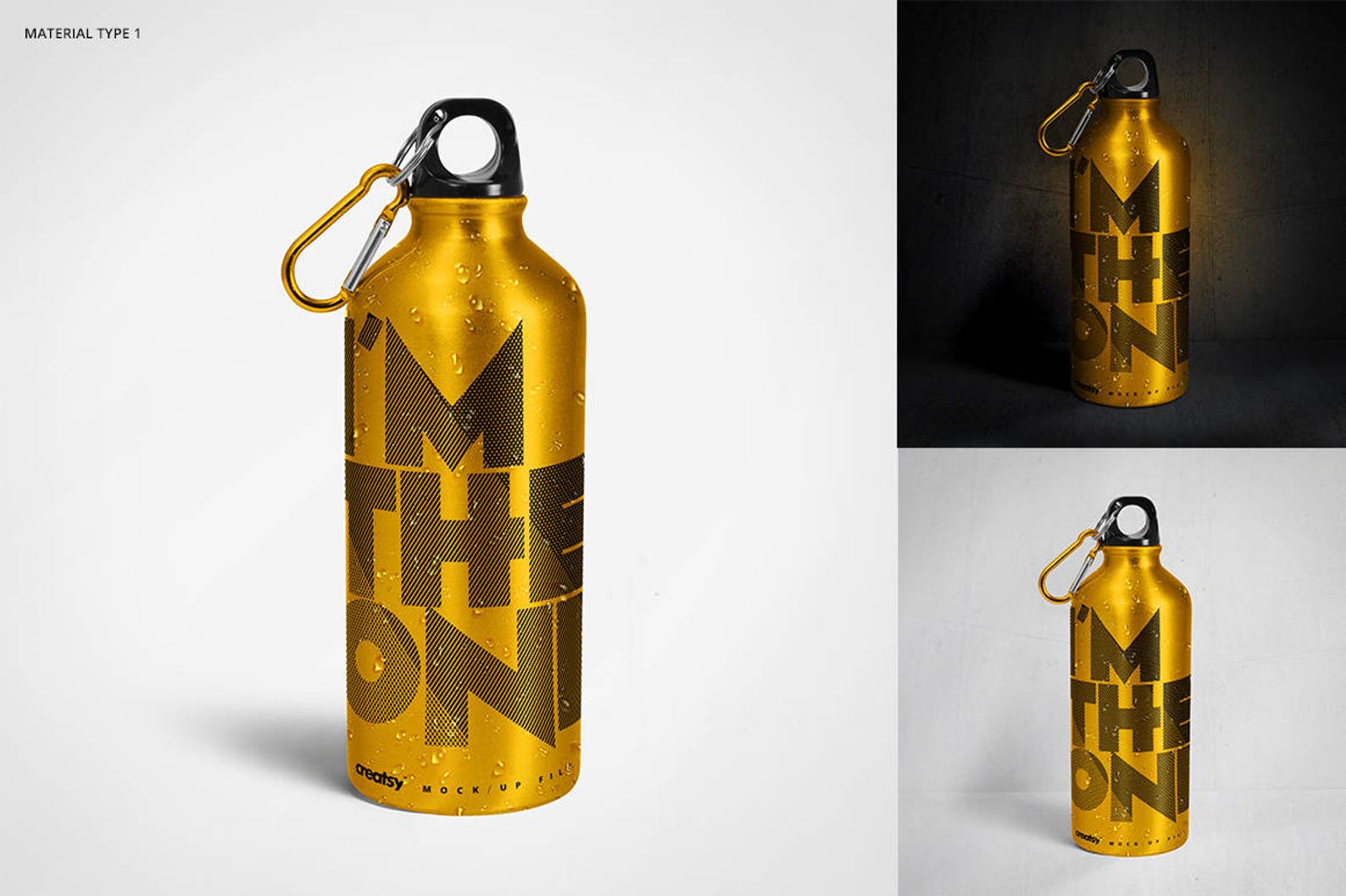 Aluminum Water Bottle Mockup Set Sport Bottles Mockup