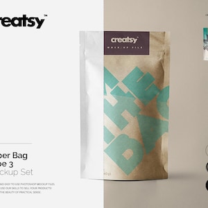 Download Paper Bag Mockup Set Coffee Bag Template Kraft Bag Flour Etsy PSD Mockup Templates