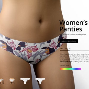 Women&#39;s Panties Mockup Set, Panties Tempalte, Briefs Mockup