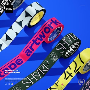 Packaging Tape Roll Row Mockup