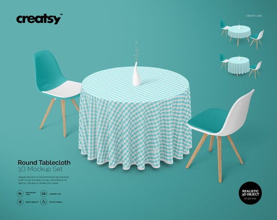 Download Round Tablecloth Mockup Set Tablecloth Template Custom Etsy