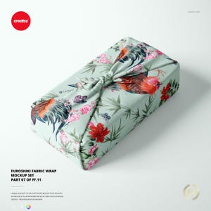 Furoshiki Fabric Wrap Mockup Set 07FFv11 - 6 PSD-Dateien, Geschenkbox-Verpackungsvorlage