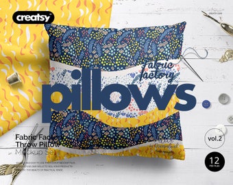 Fabric Factory vol.2: Throw Pillow Mockup Set, Pillow Template, Pillow Cover Mockup, Pillow Case Mock-up, Cushion Mockup, Custom Pillow,