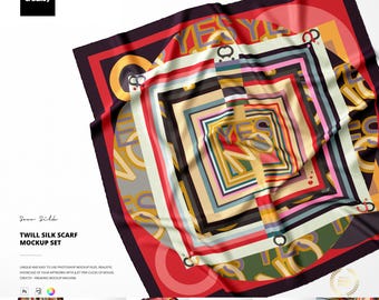 Twill silk Scarf Mockup Set