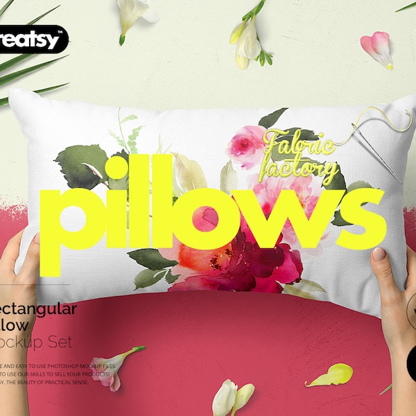Fabric Factory vol5 Rectangular Pillow Mockup Set, Rectangular pillow, 20 x 12, Pillow Cover Template, Custom Pillow, Personalized Pillow 13