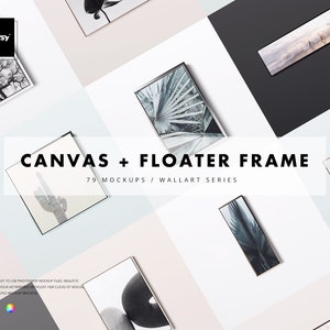 Canvas in Floater Frame Mockup Set, Canvas Print Tempalte, Personalized Canvas, Custom Canvas, Canvas in frame, Wall Art, Home Decor, PSD image 1