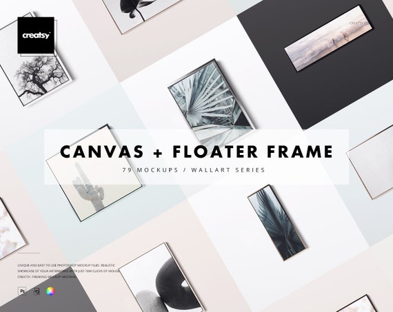 Canvas In Floater Frame Mockup Set Canvas Print Tempalte Etsy