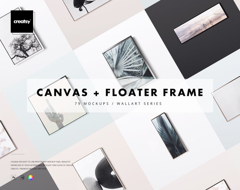 Canvas in Floater Frame Mockup Set, Canvas Print Tempalte, Personalized Canvas, Custom Canvas, Canvas in frame, Wall Art, Home Decor, PSD image 1