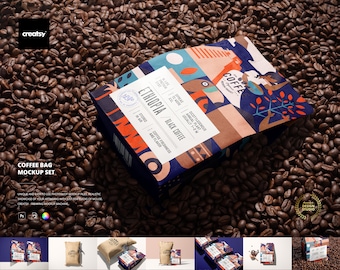 Conjunto de maquetas de bolsa de café