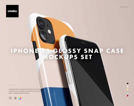Download Iphone 11 Glossy Snap Case Mockup Set Creatsy Etsy