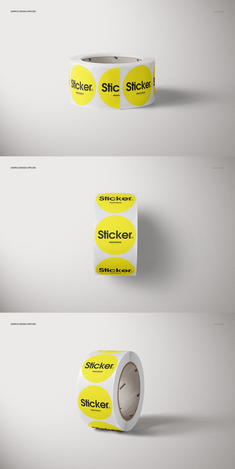 Round Roll Stickers Mockup Set