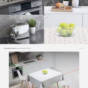 Kitchen Scene Tablecloth Mockup Set, Oilcloth Tempalte, Table Cloth Mockup, Interior Mockup, Kitchen Mockup, Digital image 8