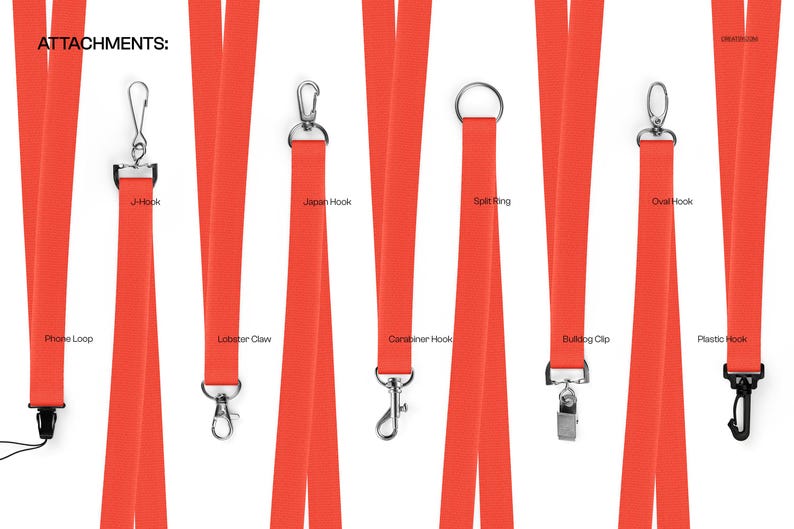 Polyester Lanyard Mockup Set Neck Strap Breakaway Buckle Metal Clip Editable PSD Files image 4
