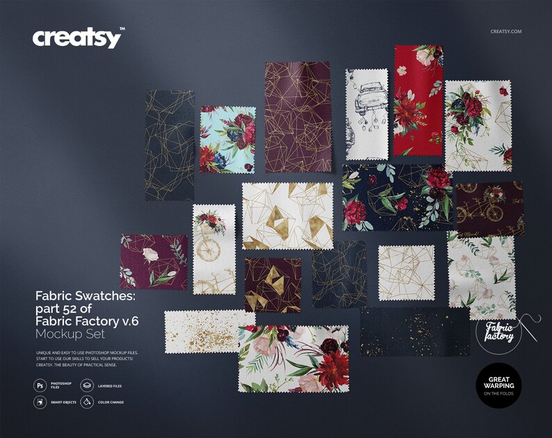 Download Fabric Swatches Mockup part 52 of Fabric Factory v.6 | Etsy