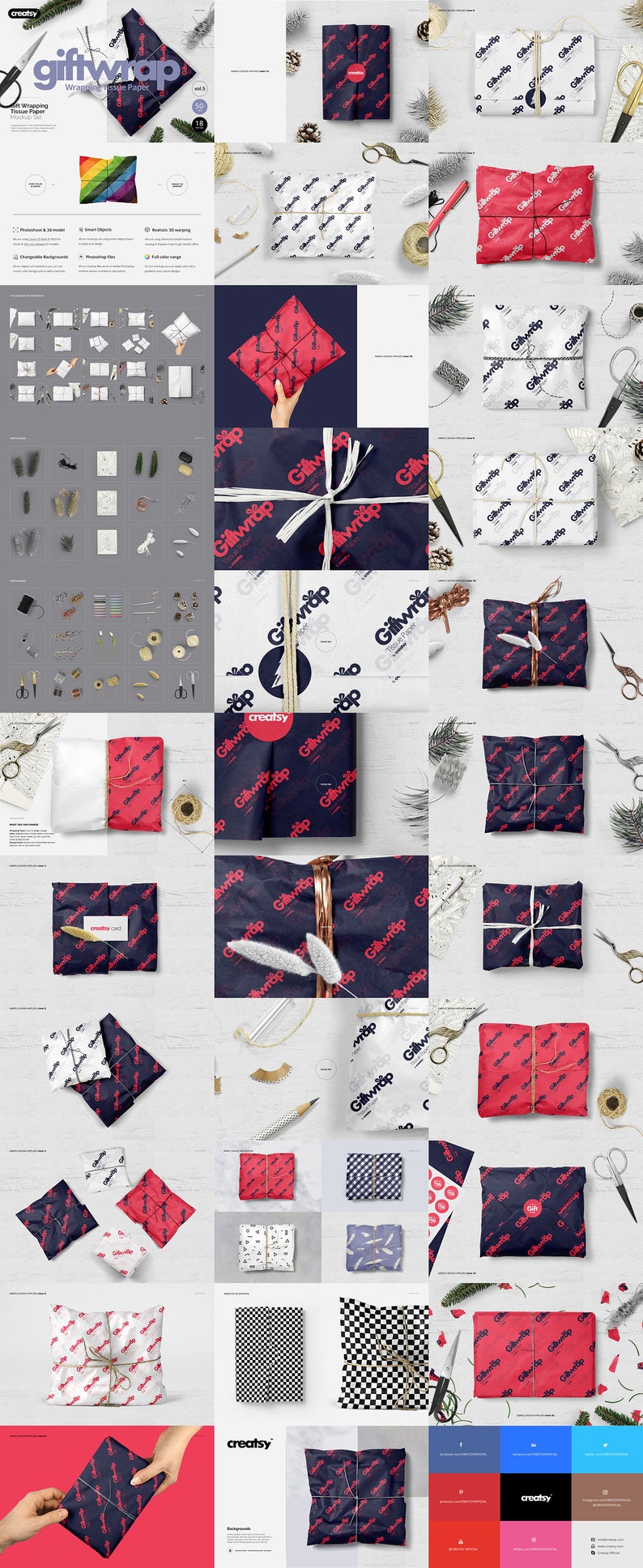Download Wrapping Tissue Paper Mockup Bundle 130 PSD FIles Flowers ...