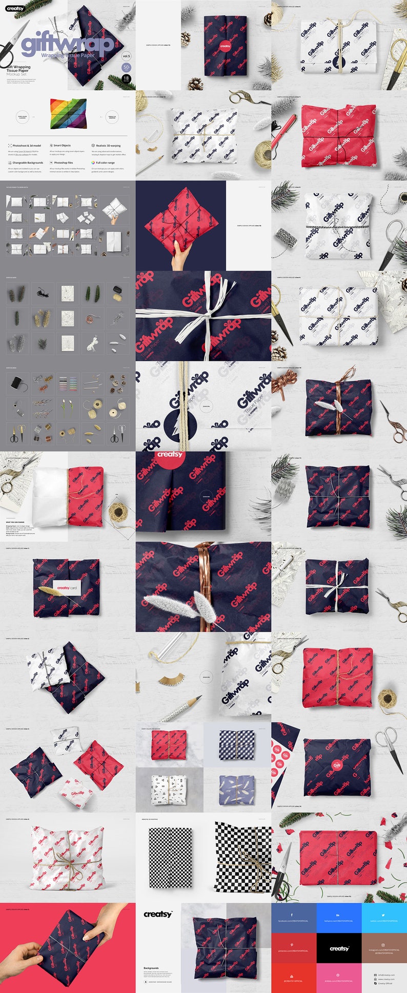 Wrapping Tissue Paper Mockup Bundle 130 PSD FIles Flowers | Etsy