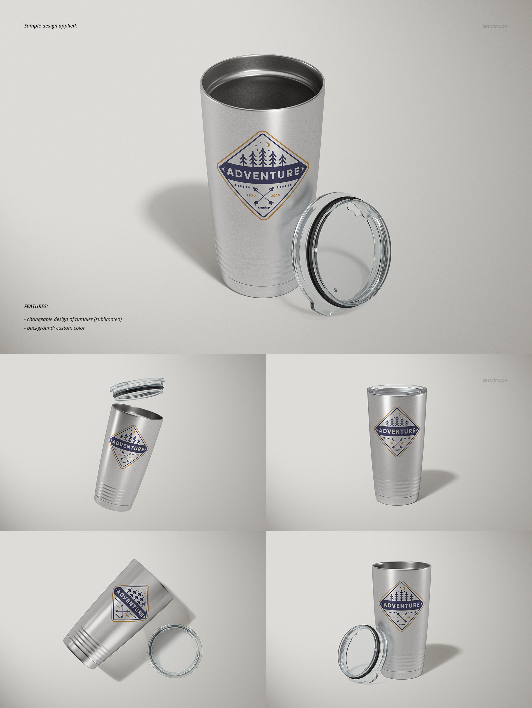 20oz Stainless Steel Vacuum Insulated Tumbler Mockup Set, Tumbler ...