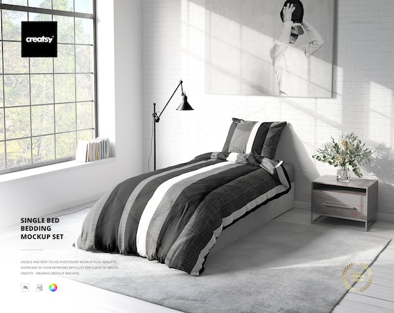 Single Bed Bedding Mockup Set Etsy