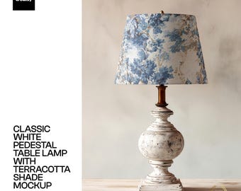 Lampada da tavolo classica con piedistallo bianco e paralume in terracotta - DOWNLOAD DIGITALE