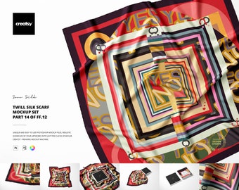 Twill silk Scarf Mockup Set
