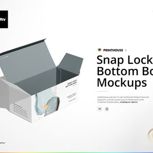 Snap Lock Bottom Box Mockup Set
