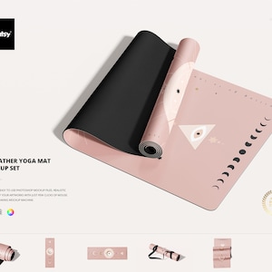 PU Leather Yoga Mat Mockup Set
