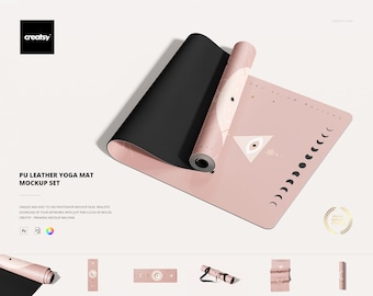 PU Leather Yoga Mat Mockup Set