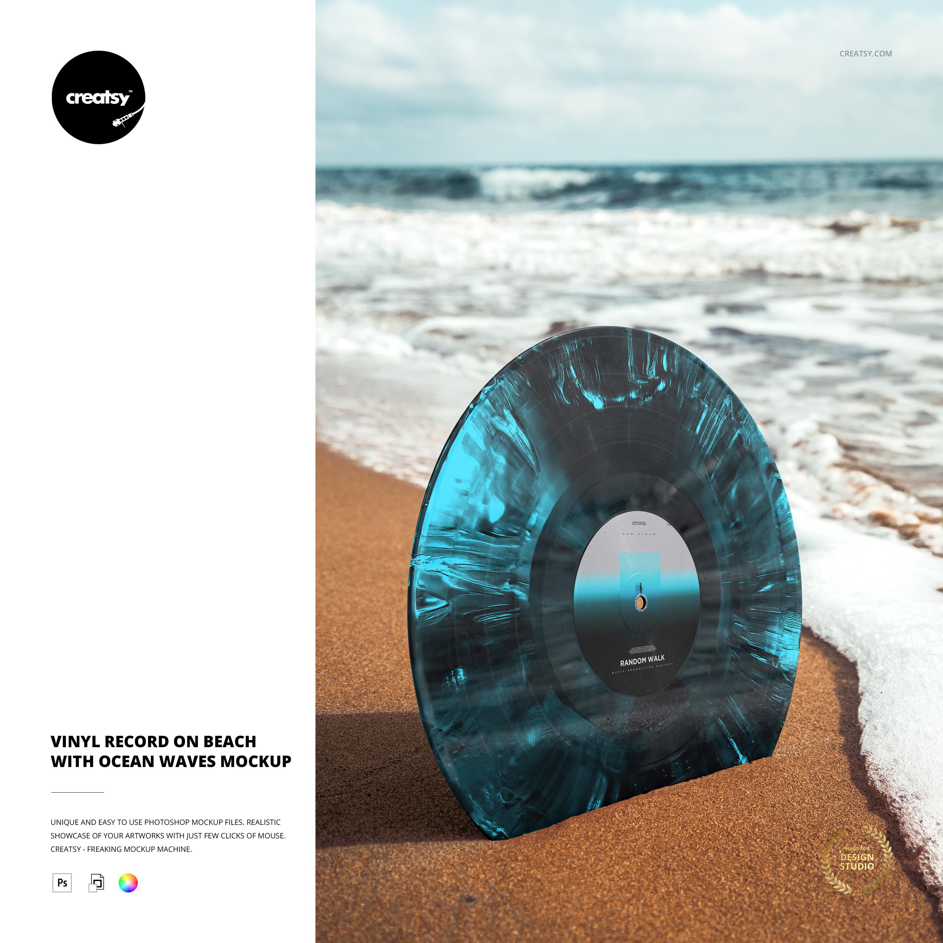 Vinyl Record on Beach With Ocean Waves Mockup - Etsy