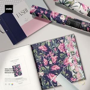 Wallpaper Musterbuch Mockup Set Ringbuch Katalog Präsentation PSD Vorlage