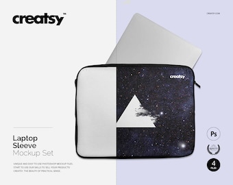 Laptop Sleeve Mockup Set: Neoprene Case Template (PSD)