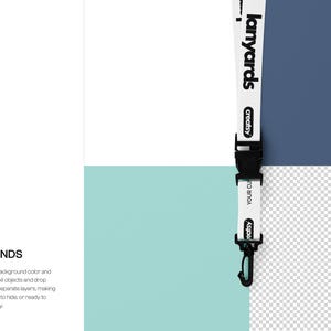 Polyester Lanyard Mockup Set Neck Strap Breakaway Buckle Metal Clip Editable PSD Files image 12