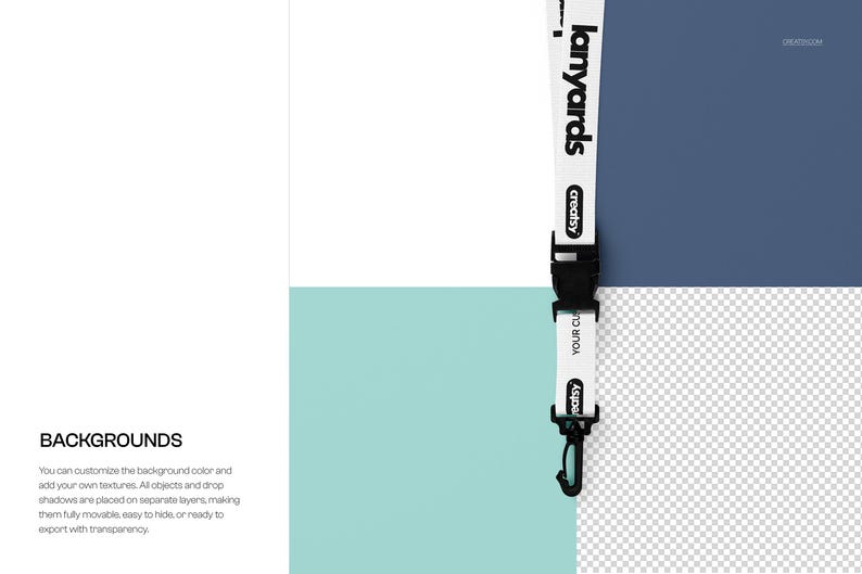 Polyester Lanyard Mockup Set Neck Strap Breakaway Buckle Metal Clip Editable PSD Files image 12
